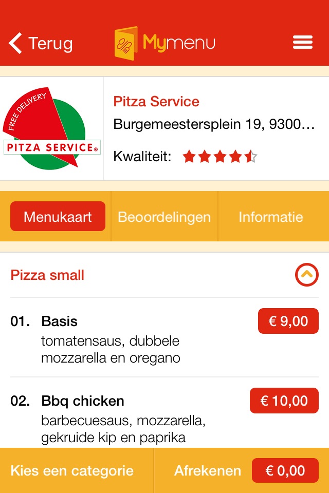 MyMenu.be | Online Eten Bestellen - Pizza Bestellen screenshot 4