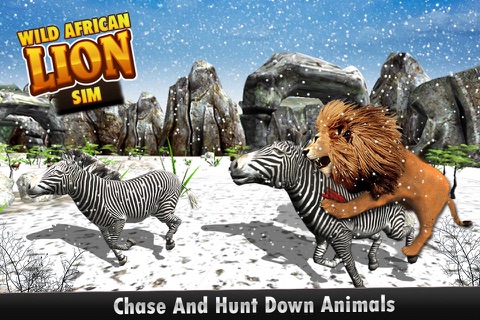 Wild African Lion Sim 3D - Real Safari King Hunting Deer on Snow Mountains in Winter screenshot 4