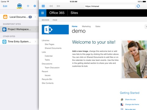 Скриншот из Pinsite Lite - Enterprise Web Browser for Office 365 and SharePoint