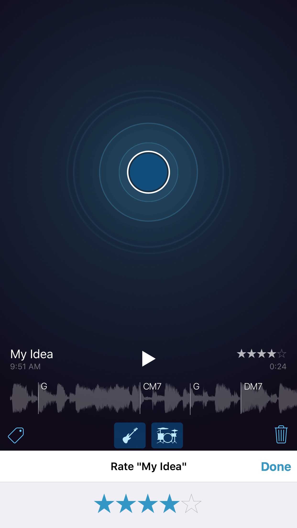 Screenshot do app Ideias Musicais