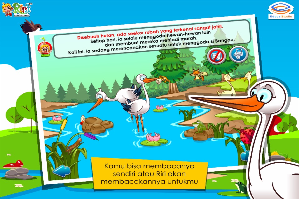 Bangau dan Rubah - Cerita Anak Interaktif screenshot 2