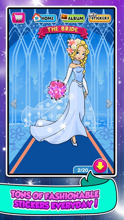 Princess Sticker Salon Game - frozen make-up wedding & dress up girl makeover!