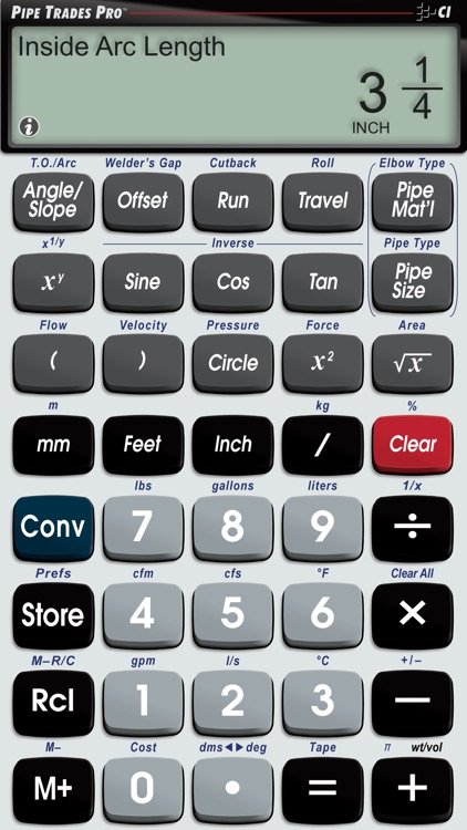Pipe Trades Pro -- Advanced Feet Inch Fraction and Metric Pipe Trades Math Calculator