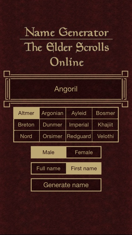 Name Generator for The Elder Scrolls Online