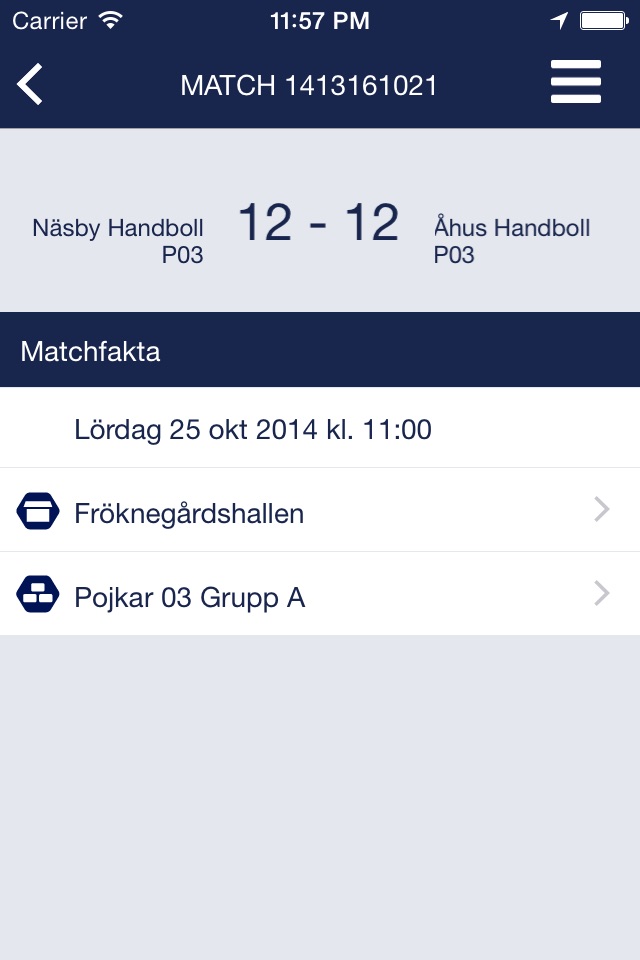 Handbollsresultat screenshot 3