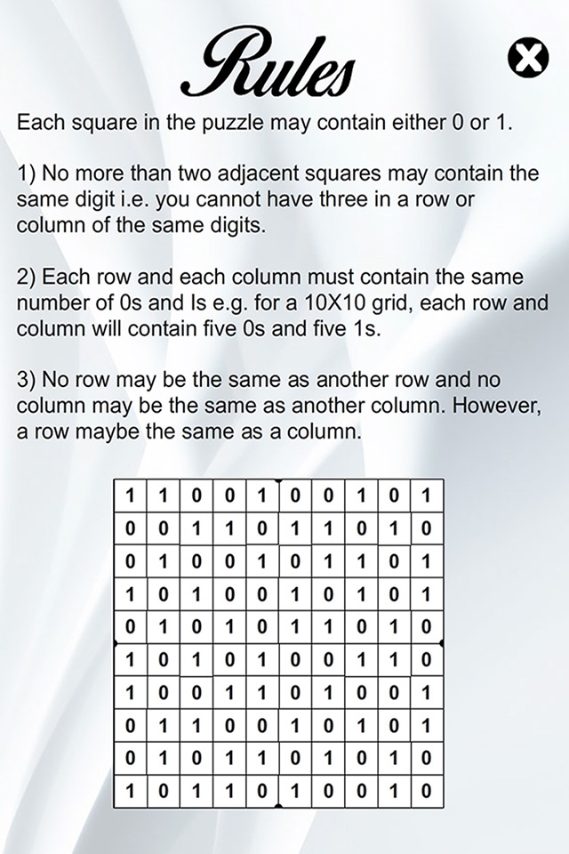 Binary Puzzle (Challenge your Brain) screenshot 3
