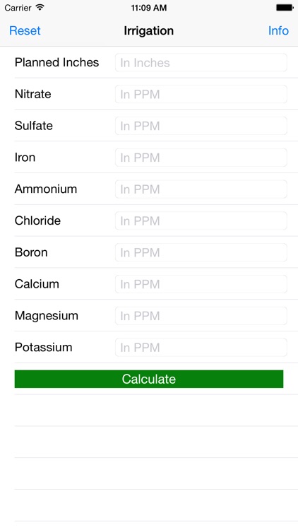 Crop Nutrients in Irrigation Water Calculator