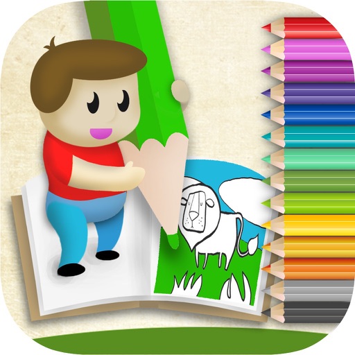 Book to paint and color the children: educational game coloring drawings with magic marker icon
