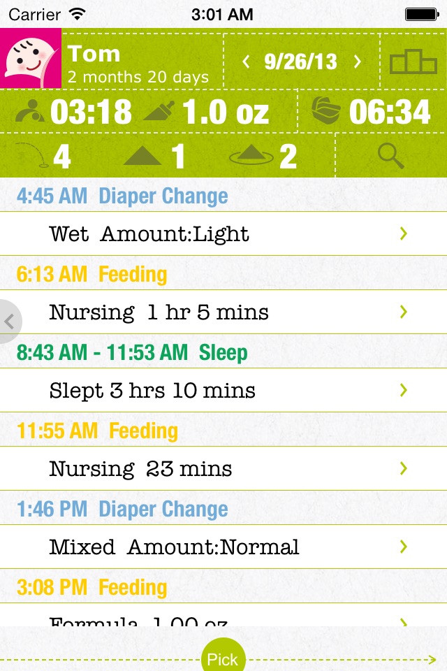 FirstYear - Baby feeding timer, sleep, diaper log screenshot 2