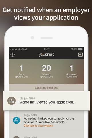 YouCruit - Notifications screenshot 2