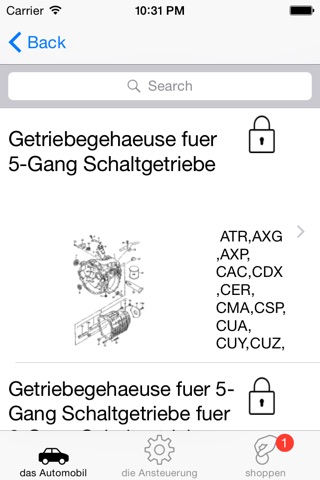 Parts and diagrams for Audi screenshot 4