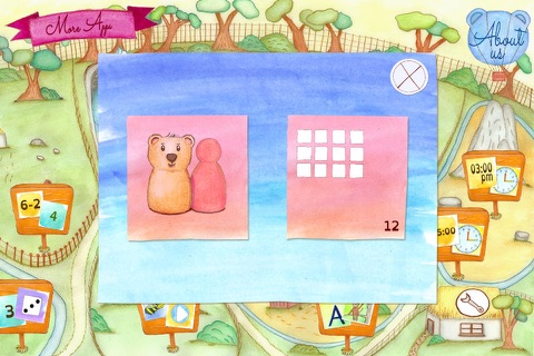 Bear´s Pairs: Practice multiplication, summation, time telling and clock reading screenshot 2