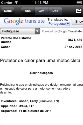 Patents Search screenshot 2