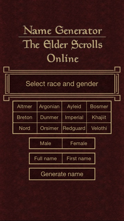 Name Generator for The Elder Scrolls Online