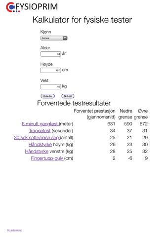 FYSIOPRIM Kalkulator screenshot 2