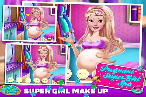 Pregnant SuperGirl Spa - Games For Kids screenshot 3