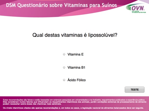 DSM Questionário sobre Vitaminas para Suínos screenshot 2