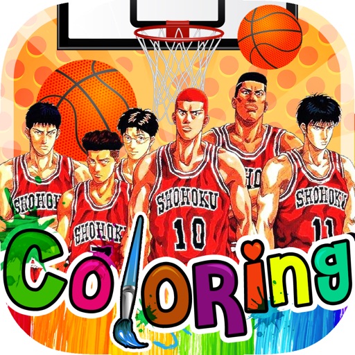 Coloring Anime & Manga Book : Painting Basketball on Picture Slam Dunk Sports