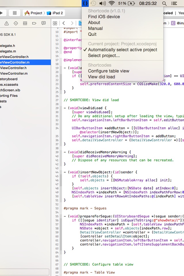 Shortcode: programmer's utility for Xcode screenshot 2
