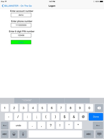 On The Go - Billmaster for iPad screenshot 2