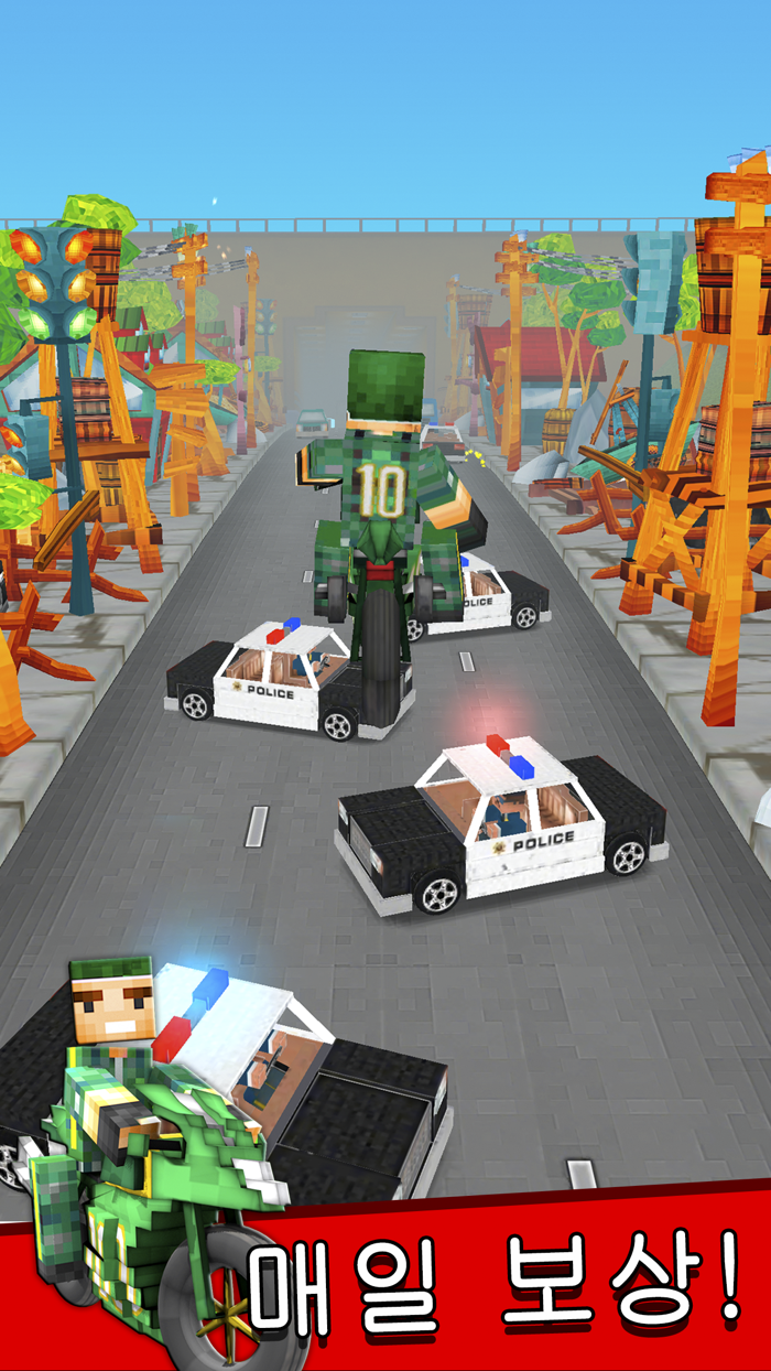 오토바이 러너 - 마인 크래프트 세계의 팬들을위한 어드벤처 블록 무료 경주 게임 슈퍼 바이크