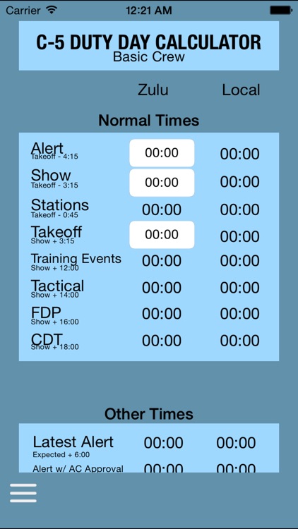 C-5 Duty Day Calc