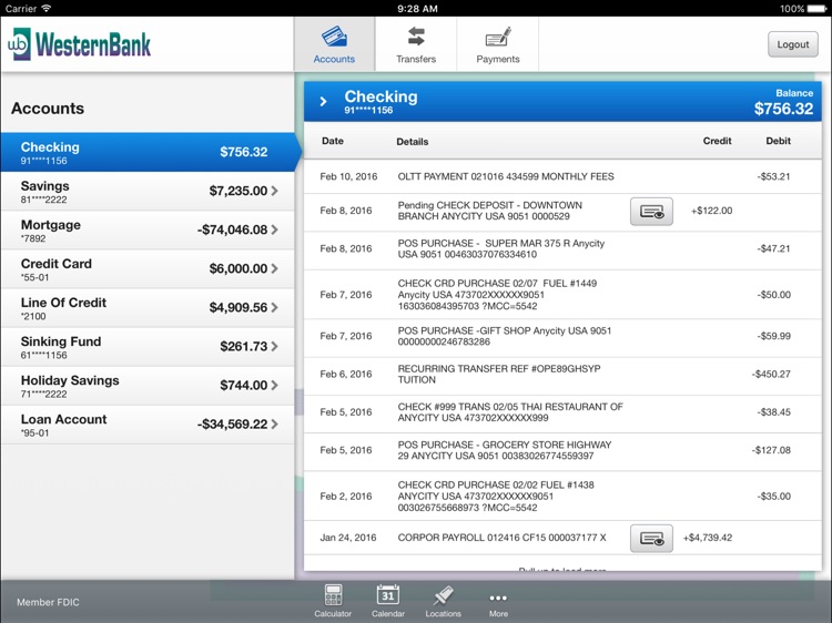 WesternBank Tablet Banking