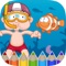 Icon Sea Animals Coloring Book - Painting Game for Kids