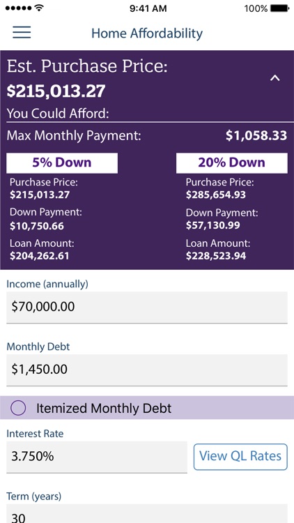 Mortgage Calculator by QL