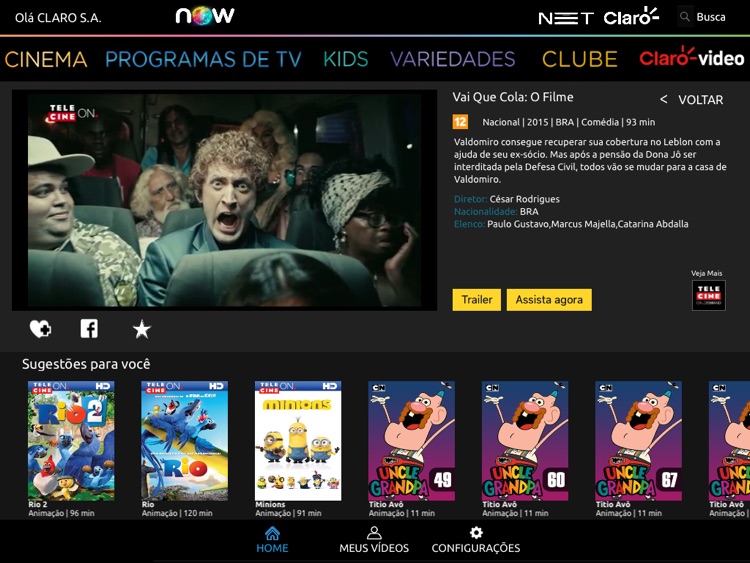 NOW NET e Claro para iPad