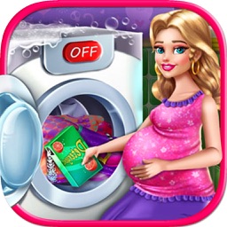 Pregnant Mom Washing Laundry