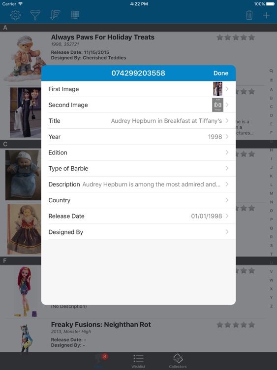 Doll Collectors and Manager for iPad