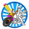 Draw Power Biker Coloring Page Game Kids Version