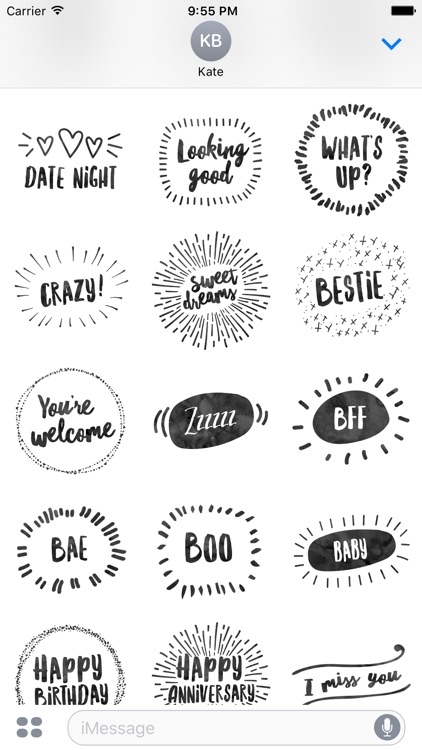 Hello Stickers for iMessage - Black & White ed.