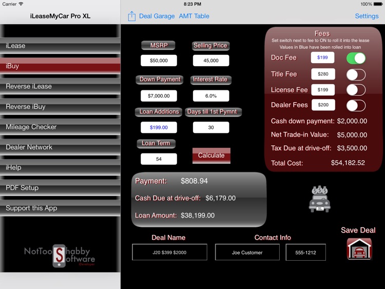 iLeaseMyCar Pro XL Lease and Loan Calculator
