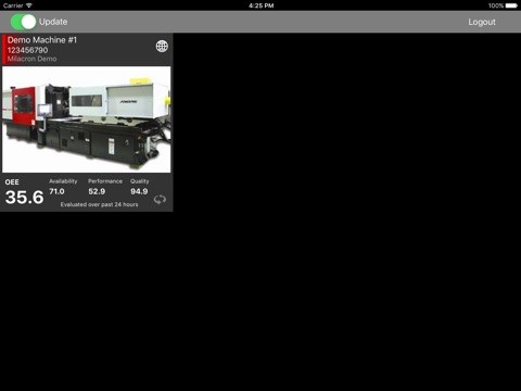 Screenshot of Milacron Mobile Portal