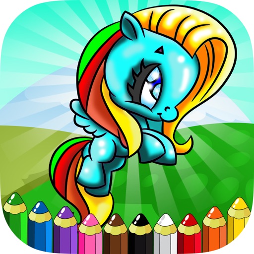 Little Unicorn and Pony Coloring Books Kids Games Icon