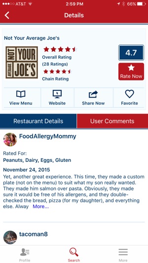 allergyeats on the app store screenshots