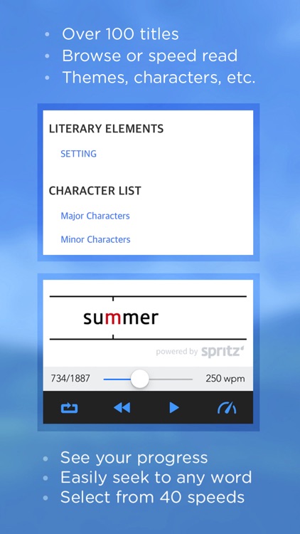 Book Notes - Summaries of Classic Literature Read Study Guides with Spritz Spark Cliffs