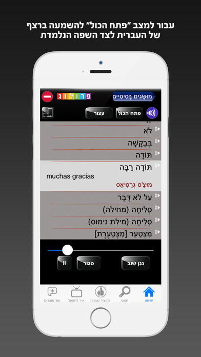 ספרדית - שיחון לדוברי עברית מבית פרולוג - חדש השמעה והקראה בנגיעה Screenshot 4