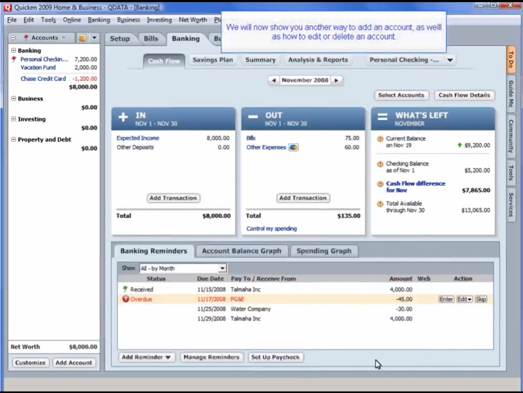 Video Training for Quicken Personal Finance