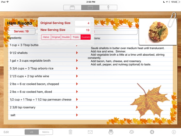 Recipe Manager with Serving Sizer