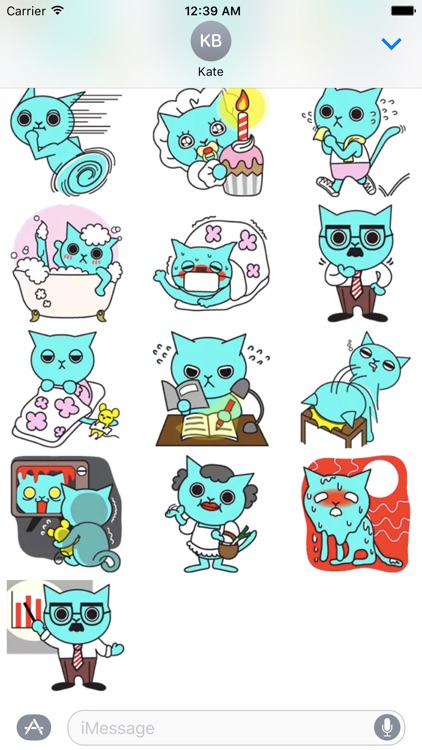 Blue Cat Sticker