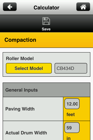 Caterpillar Paving Calculator - náhled