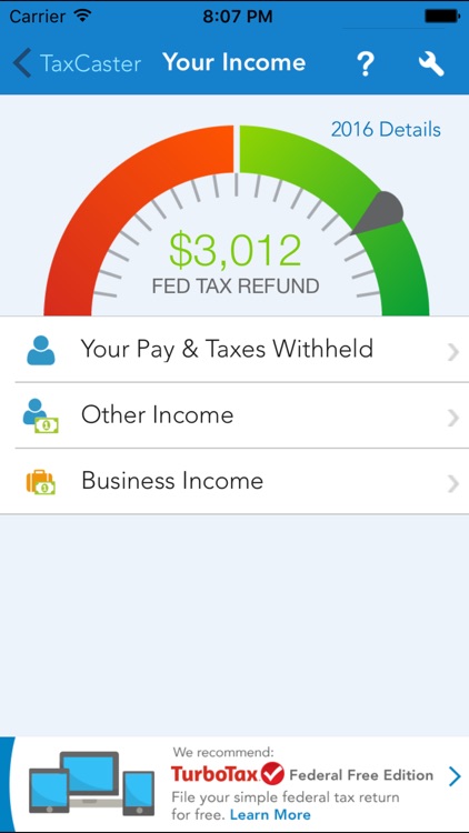 TaxCaster – Free tax refund calculator