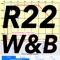 R22 Weight & Balance graphs the center of gravity and weight with current fuel and at zero fuel