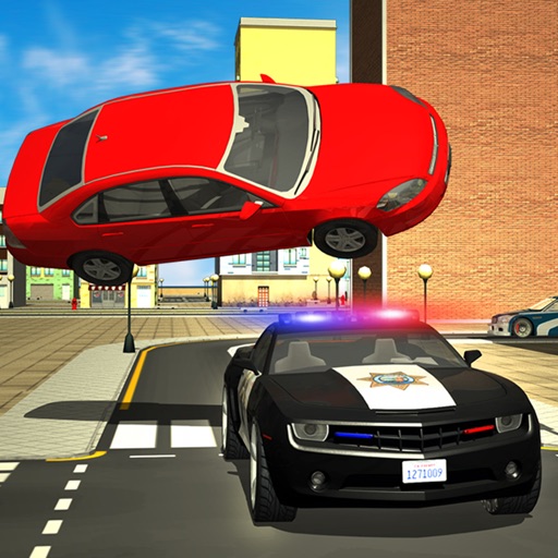 City Crime Gang Auto Vs Police Car Icon