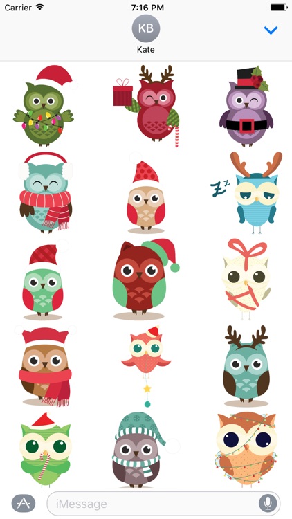 Cute Christmas Owls - Fx Sticker