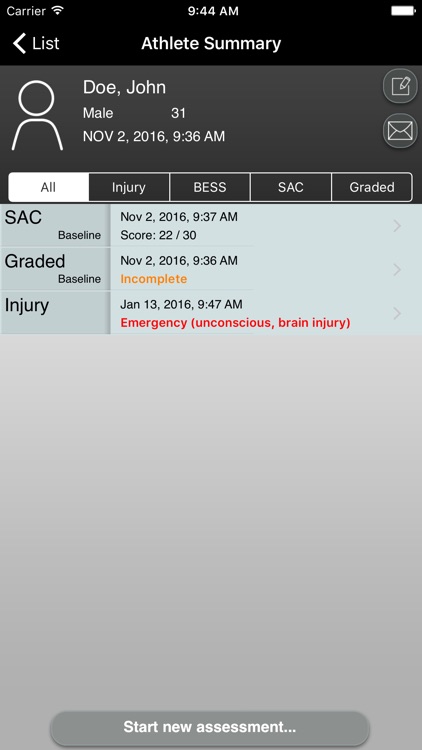 Concussion Assessment & Response: Sport Version