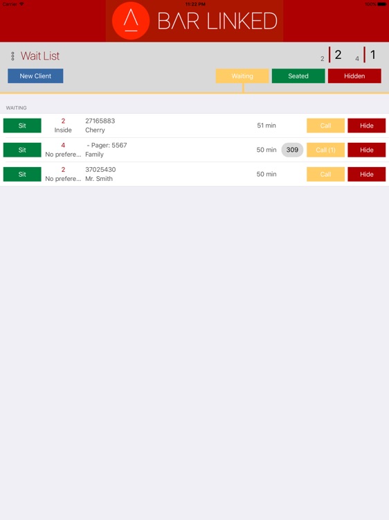 Bar-Linked Wait List